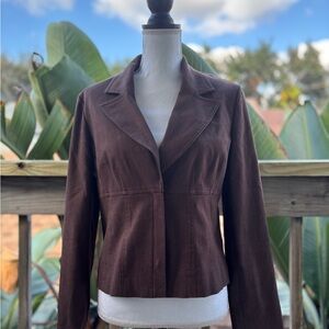 Bandolino Women's Blazer Jacket Stretch Work Lined Cotton Blend Brown Size 8